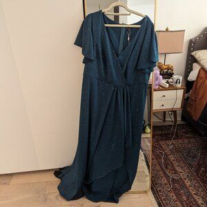 Ruffled High-Low Front Slit Evening Dress